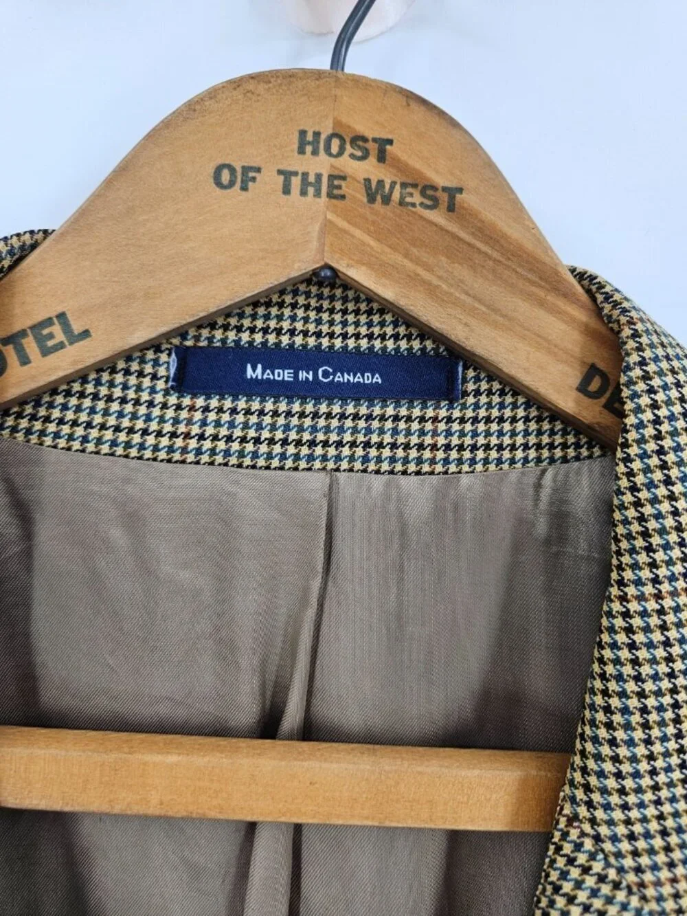 Polo University by Ralph Lauren Houndstooth Blazer Mens 46L Wool Sportscoat